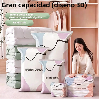 🧳 5 artículos por solo 35 € 💨 Bolsas de almacenamiento al vacío grandes y flexibles: No necesitan bomba de aire, son a prueba de fugas, ideales para ahorrar espacio en tu maleta y en casa ✈️