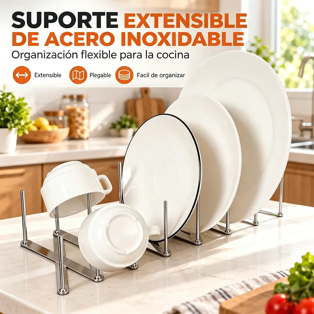 🍽️✨ Escurridor de Platos Extensible de Acero Inoxidable 430 | Organizador Plegable para Platos y Tapas de Olla | Rejilla de Drenaje para Fregadero 🍳