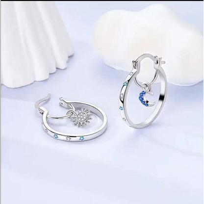 🌙 Pendientes de cielo estrellado y luna: diseño multicapa, significado profundo, hipoalergénicos ✨