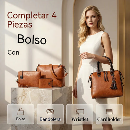 👜Set de 4 bolsos de mano de piel sintética para mujer