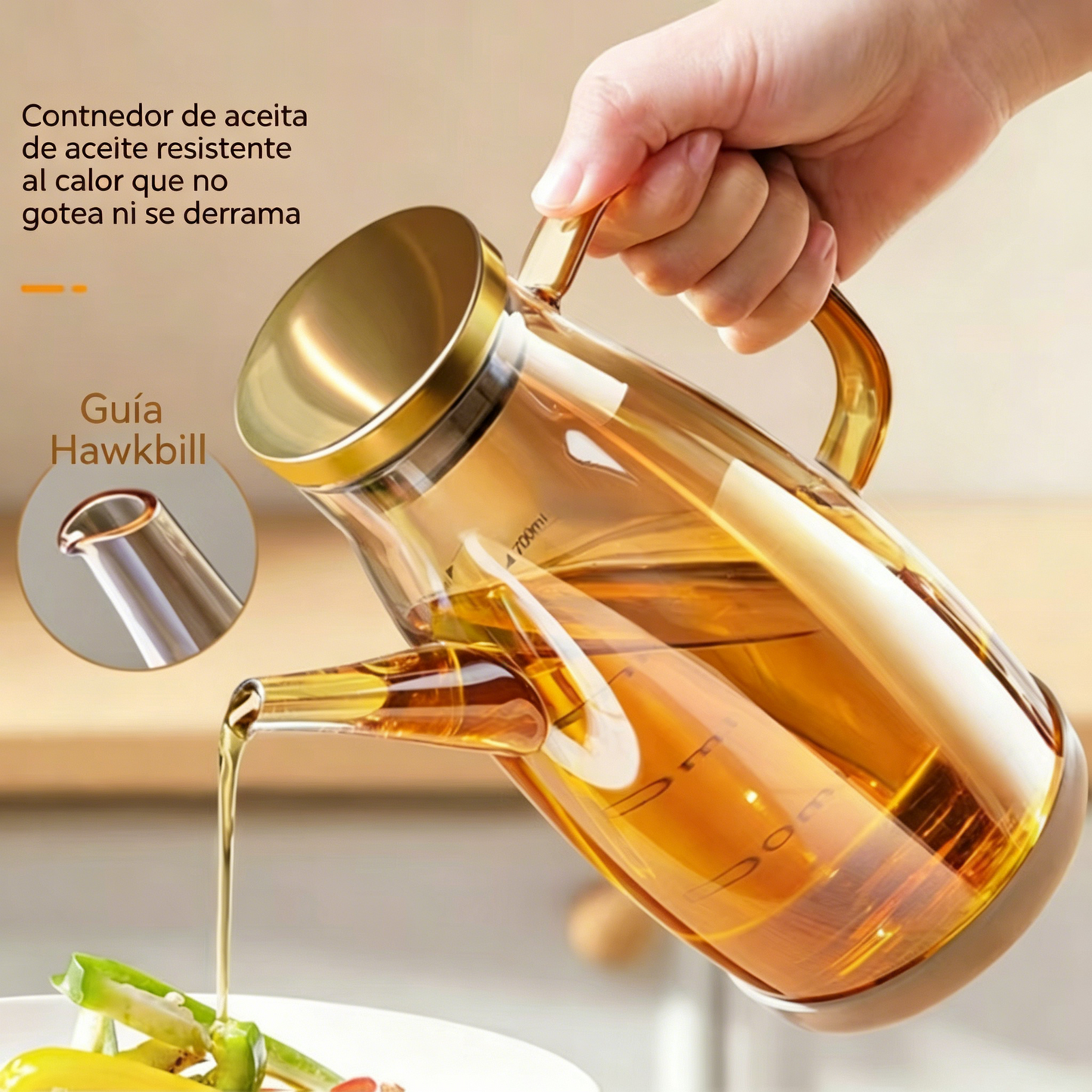 🏠🍴【600ml】Botella dispensadora de aceite con boquilla antigoteo