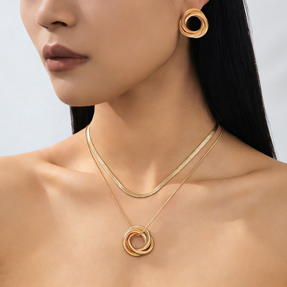 🔥 50% de descuento 💎 Conjunto de collar y pendientes moderno y elegante ✨ Elegante y clásico, ideal para el día a día y fiestas 🌿