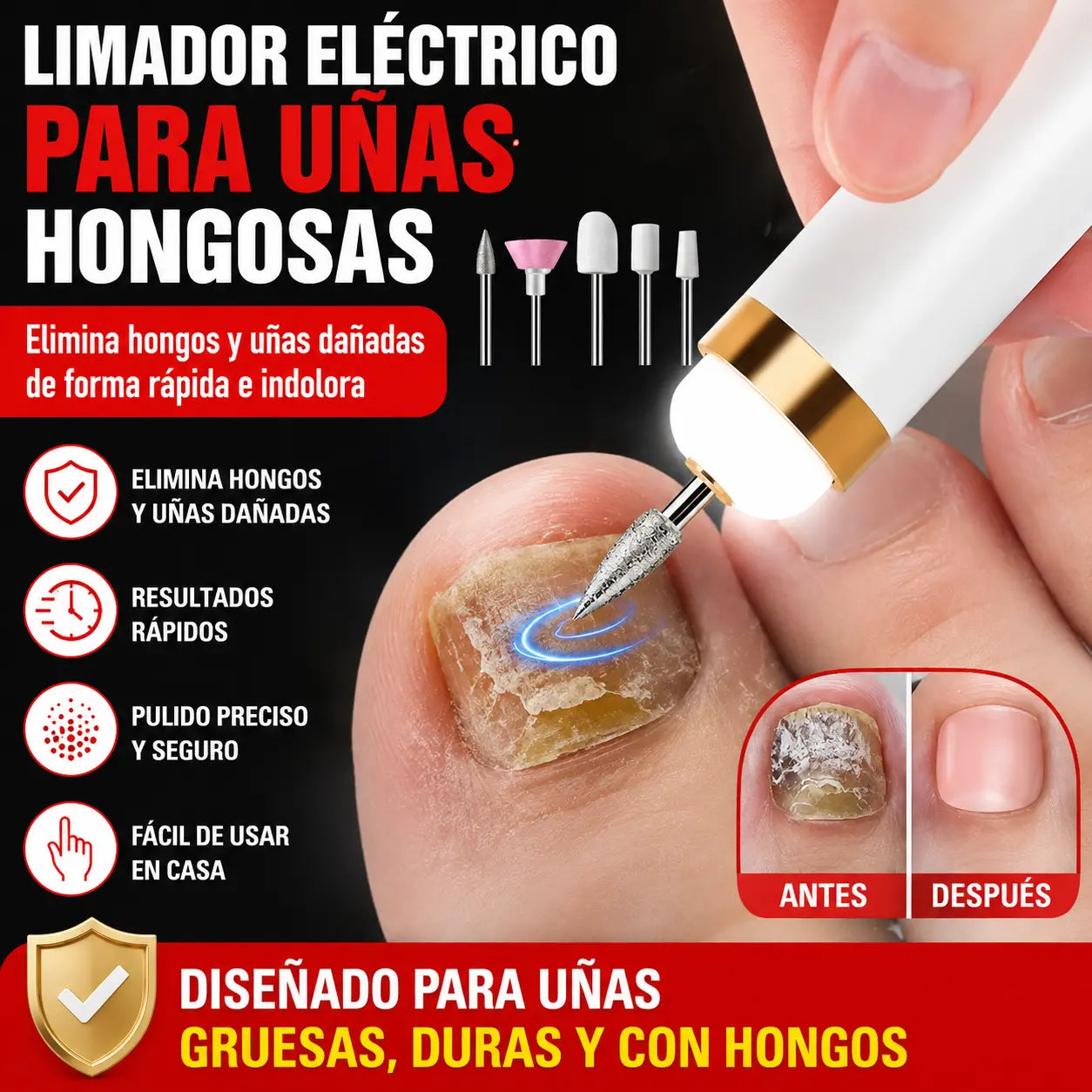 🦶🦶 Lima eléctrica para uñas de los pies para hongos en las uñas, una lima eléctrica pequeña.
