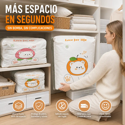 ✨🗃️ Juego de 5 piezas 💨 Bolsas de almacenamiento compresibles grandes: No se necesita bomba de aire, son a prueba de fugas, ideales para ahorrar espacio en tu maleta y en casa ✈️