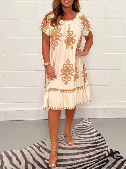 💕💕【S-4XL】Vestido casual de verano con estampado étnico: ¡estilo y comodidad en un solo diseño!