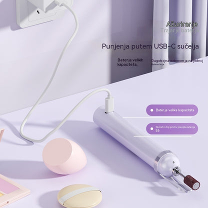 💅Električna turpija za nokte 2 u 1 s LED lampom (lampa za sušenje + 5 nastavaka za poliranje)