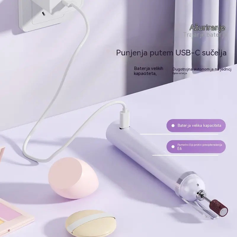 💅Električna turpija za nokte 2 u 1 s LED lampom (lampa za sušenje + 5 nastavaka za poliranje)