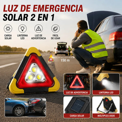 Luz de advertencia triangular solar de emergencia tres en uno