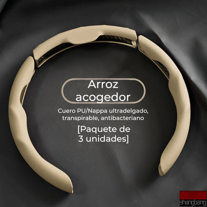 Volante de cuero para coche, adecuado para todas las estaciones, antideslizante, absorbe el sudor y resistente al desgaste.