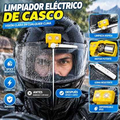 Limpiaparabrisas recargable y totalmente automático diseñado para cascos de motocicleta.