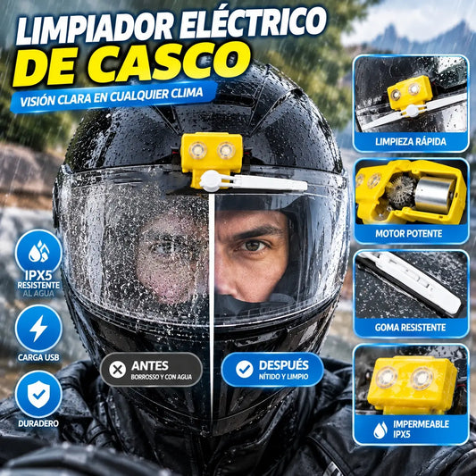 Limpiaparabrisas recargable y totalmente automático diseñado para cascos de motocicleta.