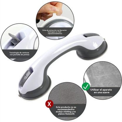 🔥Pasamanos de baño con ventosa multifuncional, no es necesario perforar agujeros, no es necesario instalar, fácil de usar.