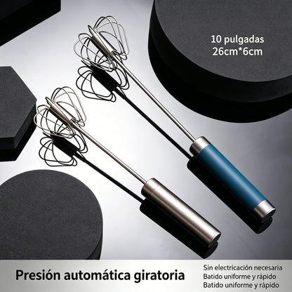 24€【 Conjunto de 2 piezas】Batidor de huevos semiautomático de acero inoxidable