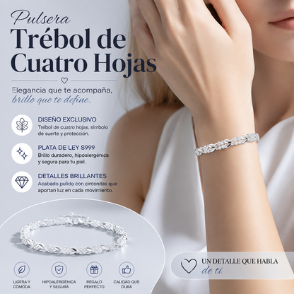 【Compre 1 y obtenga 1 gratis】Love New Fashion Pulsera de plata 925 con un trébol de cuatro hojas para mujer