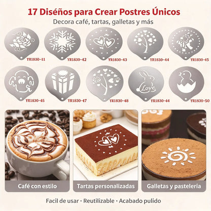 🔥☕ Molde de acero inoxidable para arte latte de café