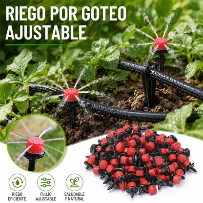🌱💦【50 piezas】Aspersor de riego con caudal de agua ajustable de 8 orificios