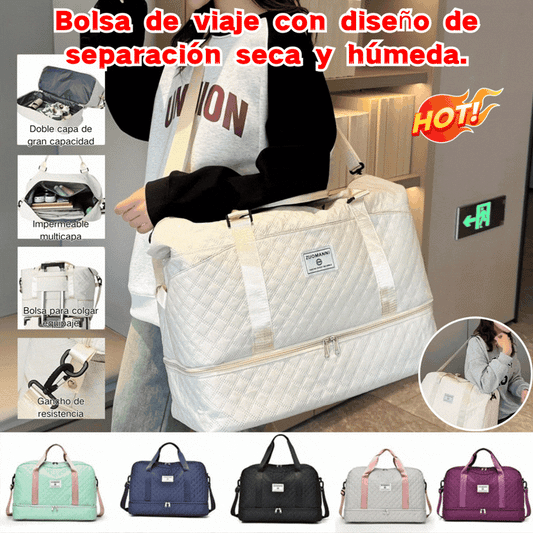 🔥Elegante bolsa de viaje de gran capacidad con diseño de separación para uso húmedo y seco, adecuada para yoga y fitness.