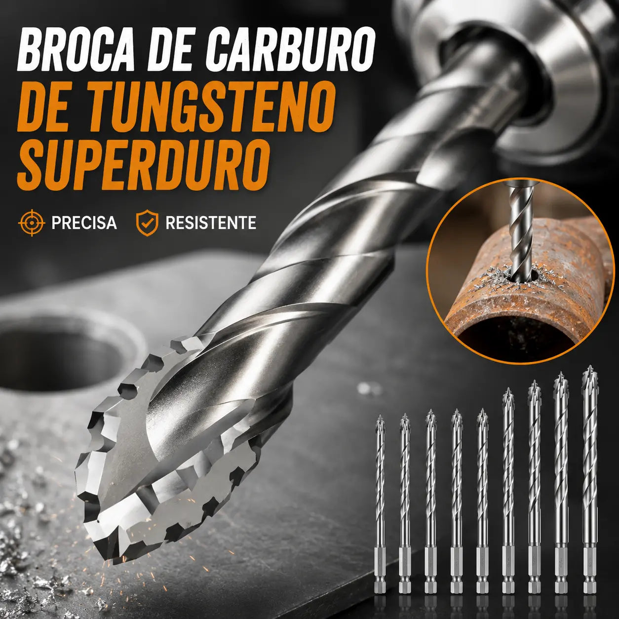 🥇【3+4+5+6+8+10+12+14+16mm】Broca excéntrica de acero de tungsteno superduro de séptima generación con borde dentado