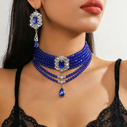🌹 ¡¡50% DE DESCUENTO AHORA!! 🌹 Conjunto de lujo con collar y pendientes de cristal