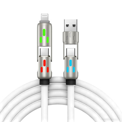 🔥 【2 unidades por 26 euros】 🔥 (2 metros de largo) Cable 4 en 1 PD 240 W – Carga rápida USB‑C, Lightning y USB‑A, aluminio y silicona, sincronización de datos ⚡📱