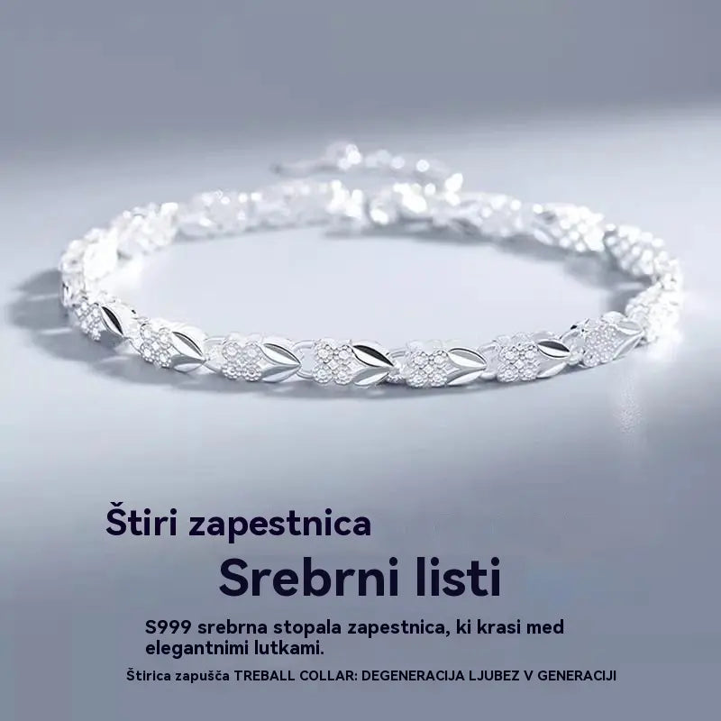 【Kupite eno, eno dobite brezplačno】Všeč mi je nova modna zapestnica iz srebra 925 s štiriperesno deteljico za ženske