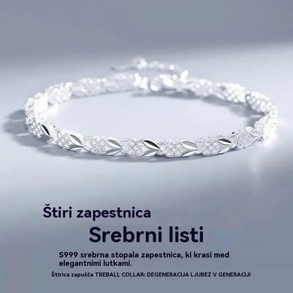 【Kupite eno, eno dobite brezplačno】Všeč mi je nova modna zapestnica iz srebra 925 s štiriperesno deteljico za ženske