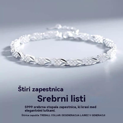 【Kupite eno, eno dobite brezplačno】Všeč mi je nova modna zapestnica iz srebra 925 s štiriperesno deteljico za ženske