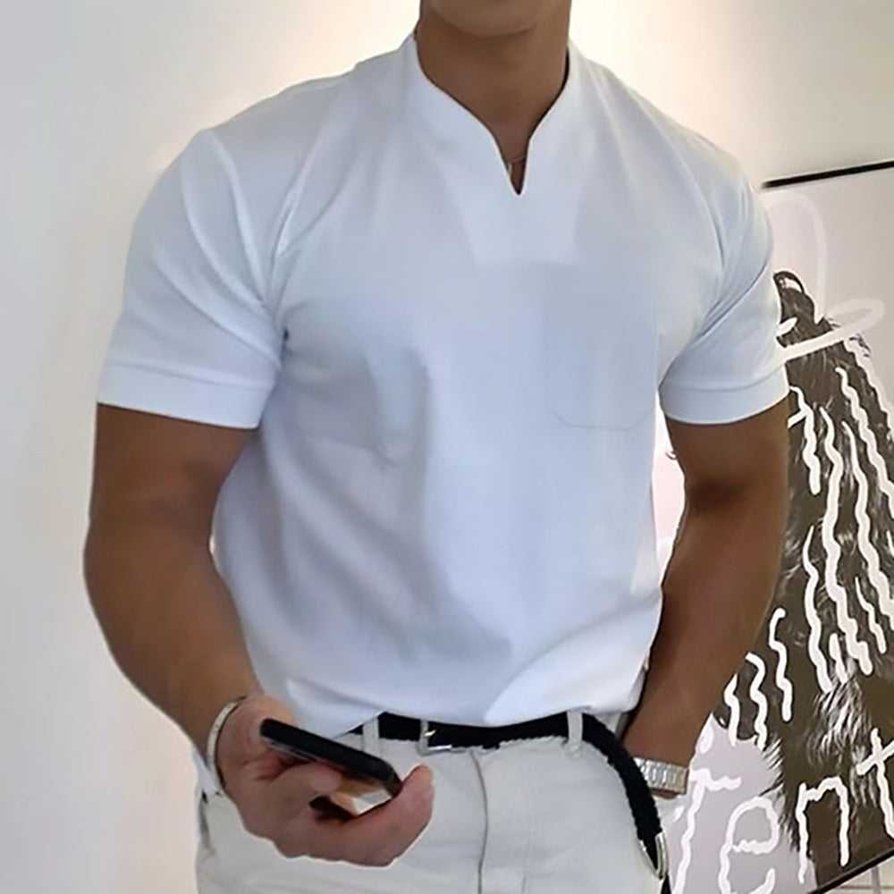 👕 Camisa de manga corta con cuello en V para hombre