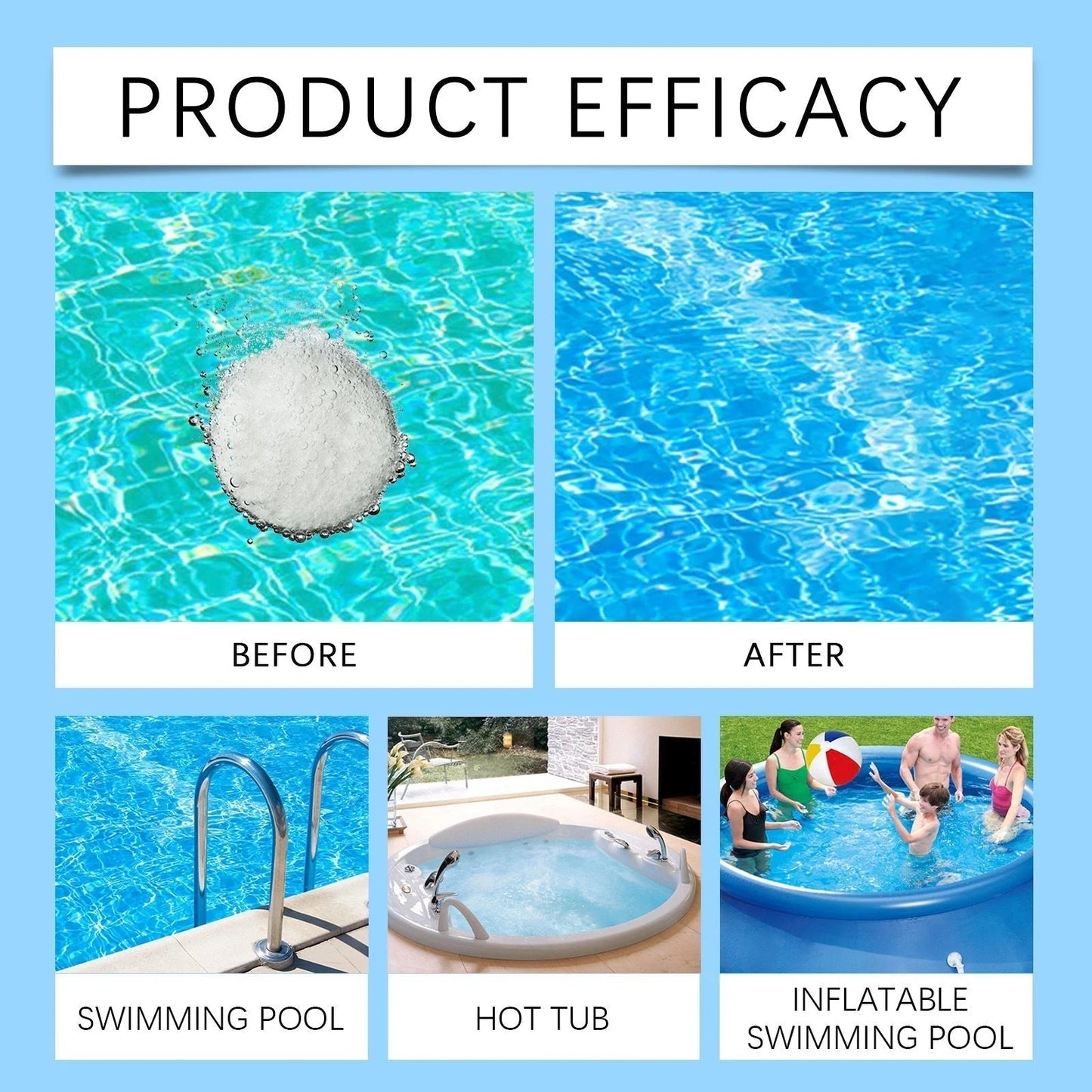 🏊‍♂️ Pastillas limpiadoras para piscinas para un agua cristalina: ¡Echa unas gotas, disuelve y sumérgete! 🌊✨