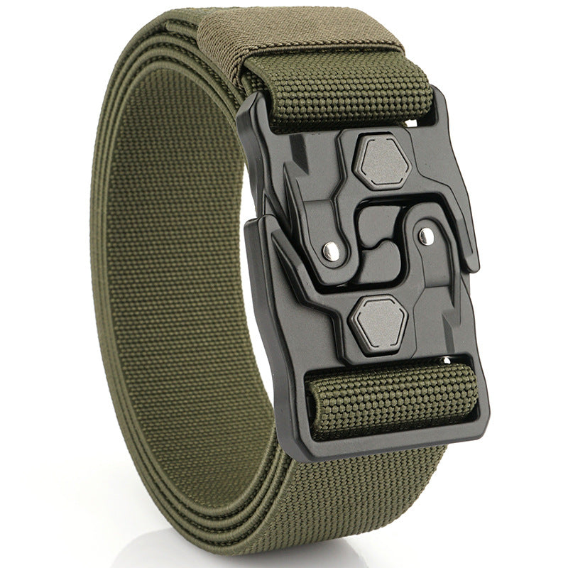 Nuevo cinturón casual de nailon trenzado para hombre (modelo 2026) con diseño creativo de ajuste rápido tipo riel.