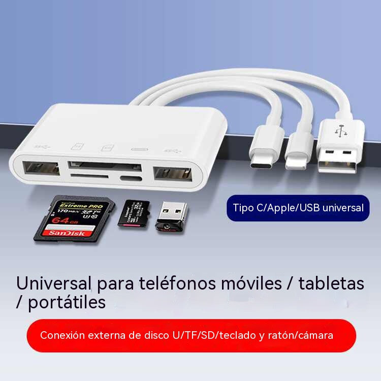 Lector de tarjetas SD/TF para teléfonos móviles y ordenadores (compatible con Apple, Android y PC)