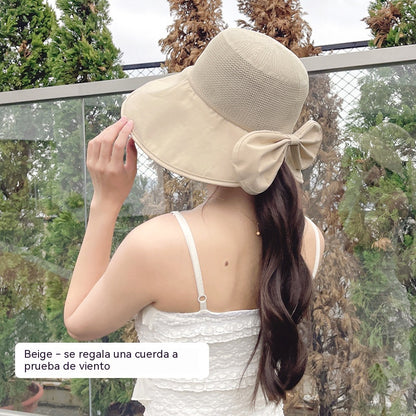 🎀【Compra 1 y llévate 1 gratis】【2 pieza】👒 | Sombrero de sol de ala ancha Gorro retro con lazo: plegable y transpirable, un básico para el verano.