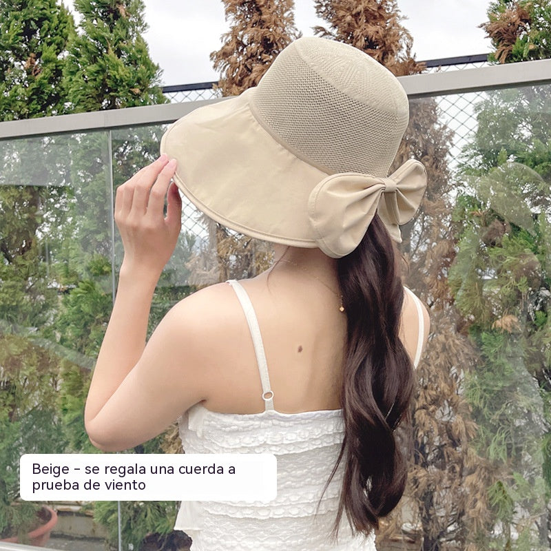 🎀【Compra 1 y llévate 1 gratis】【2 pieza】👒 | Sombrero de sol de ala ancha Gorro retro con lazo: plegable y transpirable, un básico para el verano.