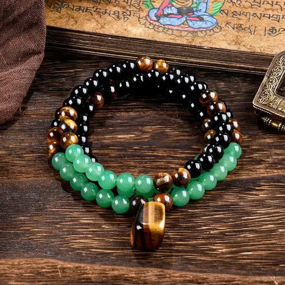 ✨ Collar para atraer dinero con colgante de aventurina verde y ojo de tigre (piedra de cristal curativo)