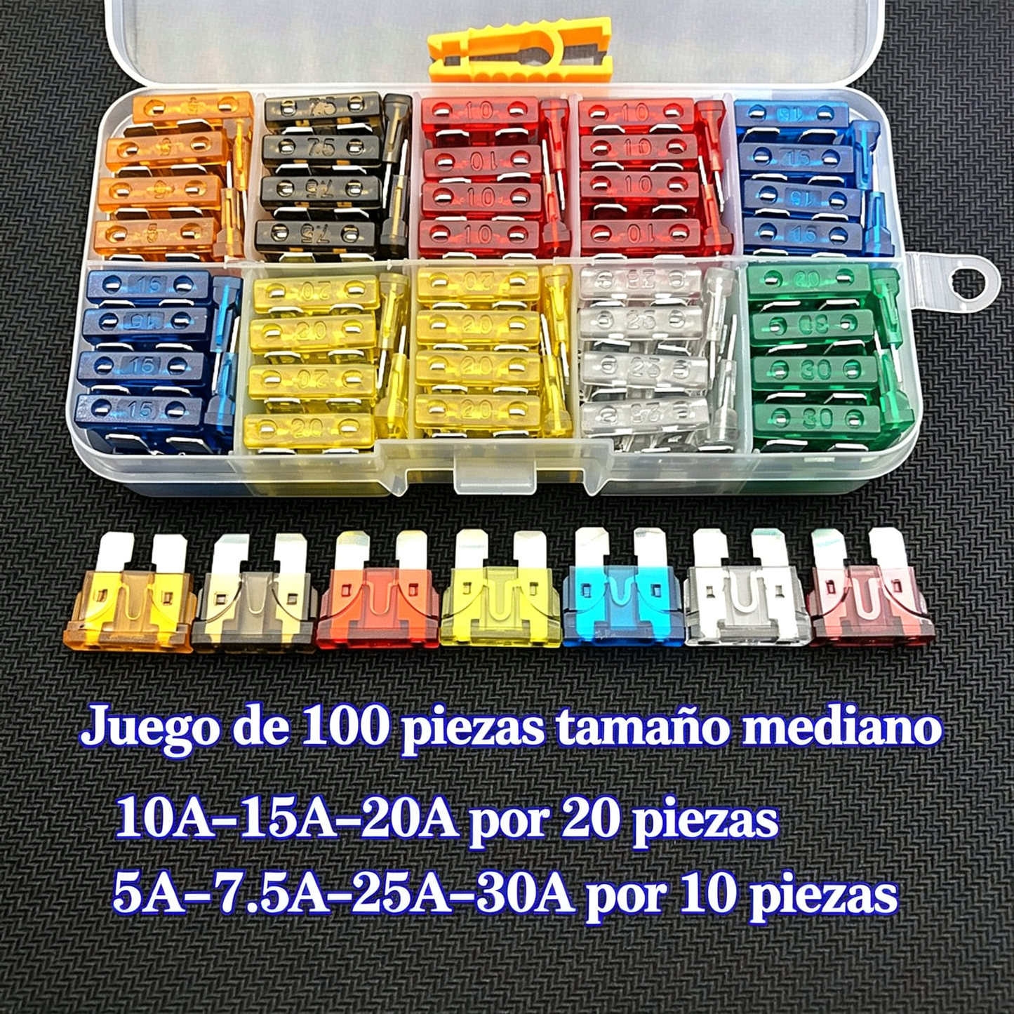 🔧⚡ Kit de fusibles surtido para coche – ¡Todos los amperajes en un solo estuche! 🚗🧰