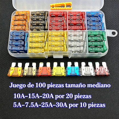 🔧⚡ Kit de fusibles surtido para coche – ¡Todos los amperajes en un solo estuche! 🚗🧰