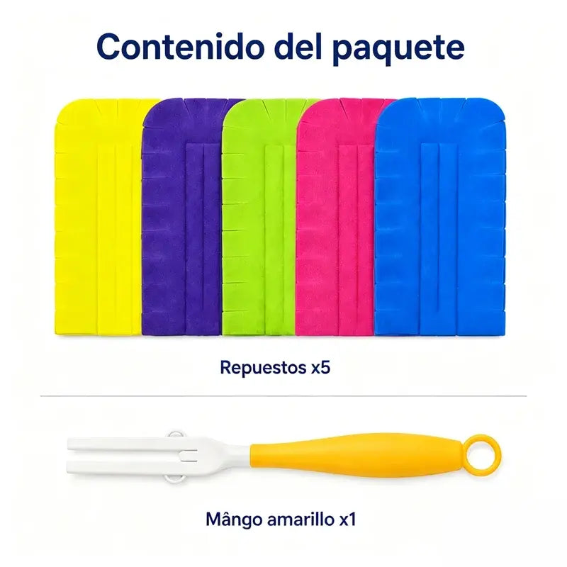 🧹✨ Plumero de Microfibra 360° con Cabezal Giratorio — Limpieza en Seco y Húmedo para Polvo, Pelos y Suciedad