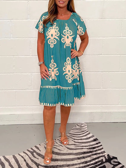 💕💕【S-4XL】Vestido casual de verano con estampado étnico: ¡estilo y comodidad en un solo diseño!