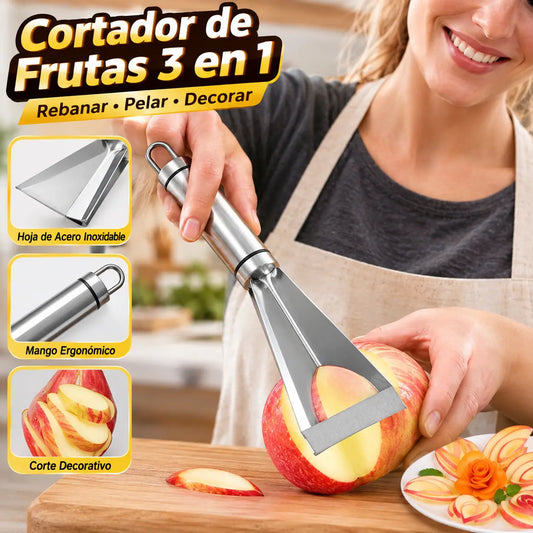 Cortador de manzanas creativo: diseño triangular, acero inoxidable duradero, ideal para tallar, decorar y emplatar.