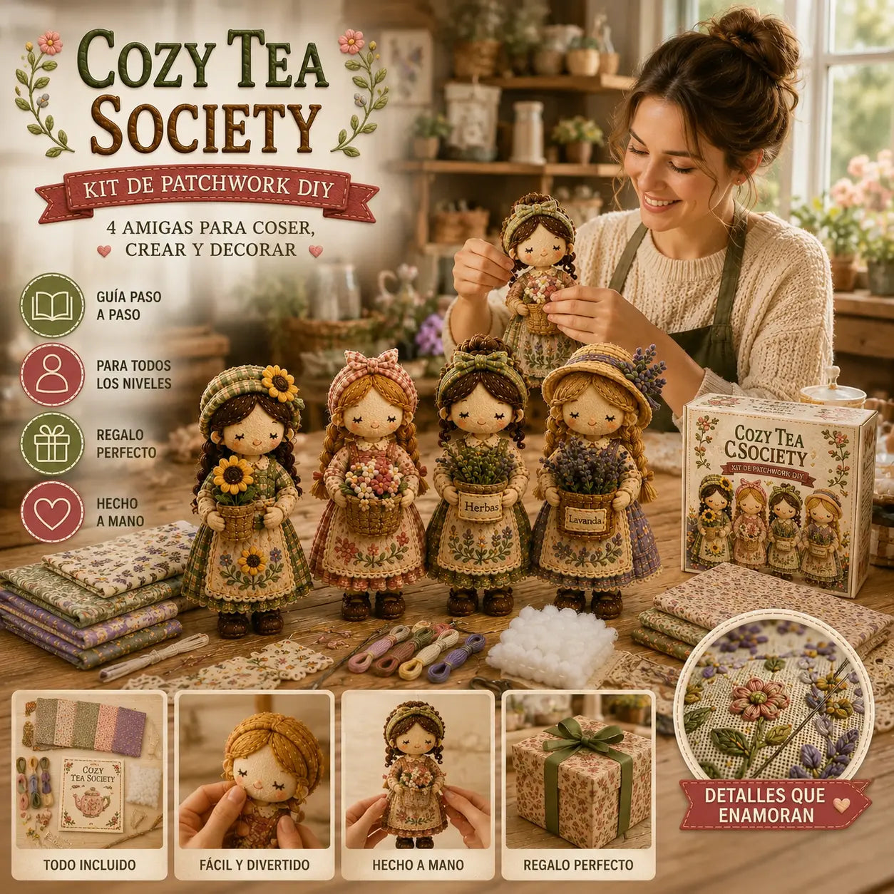 🎁Último día: ¡Disfruta de un 49% de descuento! 🧵 Kit de patchwork para armar en miniatura de la serie Mundo en miniatura.