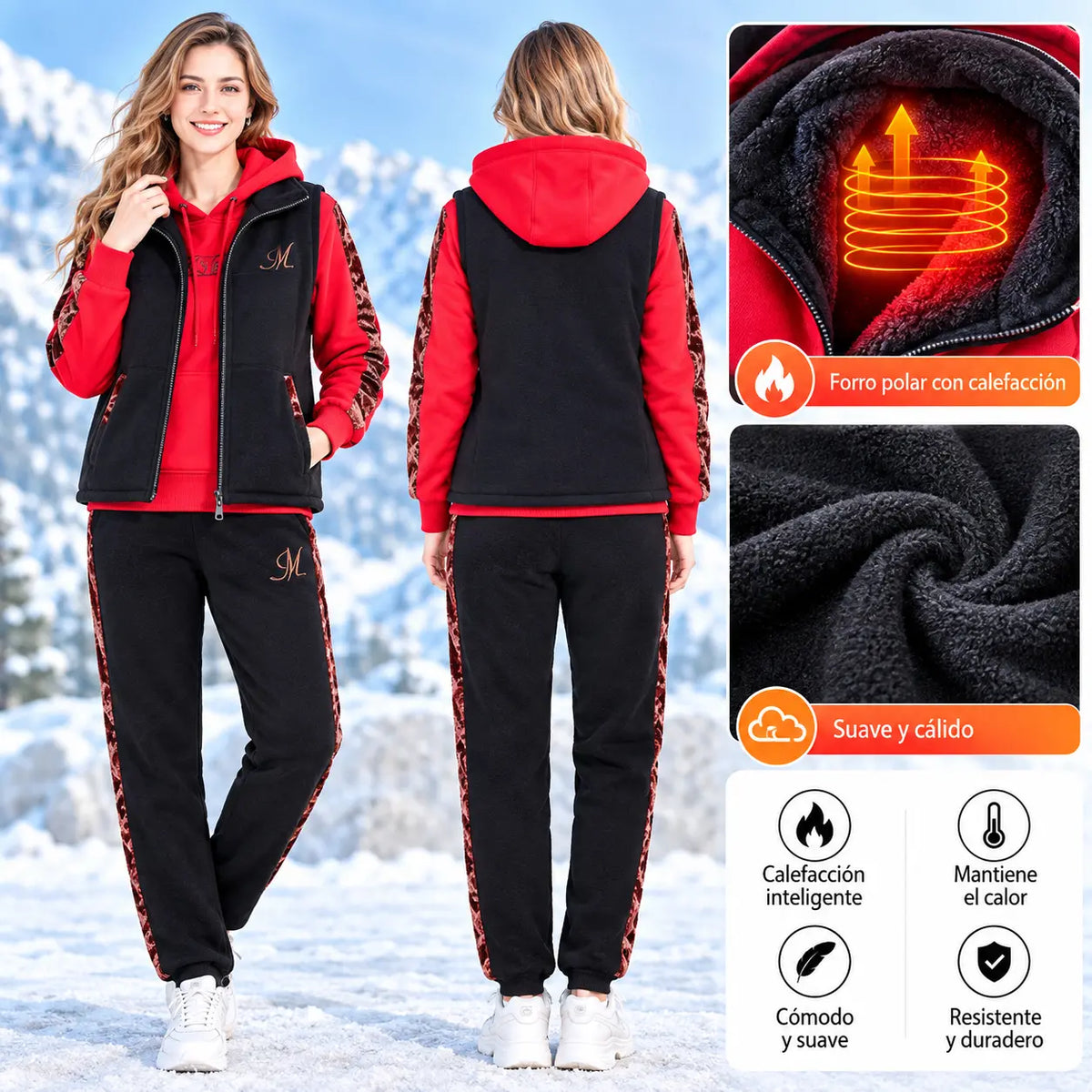 🔥【pantalón + suéter + chaqueta】Nuevo conjunto deportivo y casual de otoño/invierno 2025, acolchado y grueso.