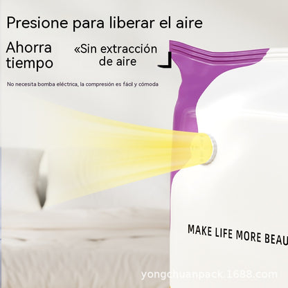 🧳【Juego de 5 piezas】💨 Bolsa de almacenamiento al vacío grande y compresible: no requiere bomba, es a prueba de fugas e ideal para ahorrar espacio en maletas y en casa ✈️