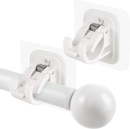 【20 piezas】Soportes adhesivos de alta resistencia para barras de cortina que no requieren taladrar; diseño transparente y gran capacidad de carga: se fijan de forma segura sin tornillos.