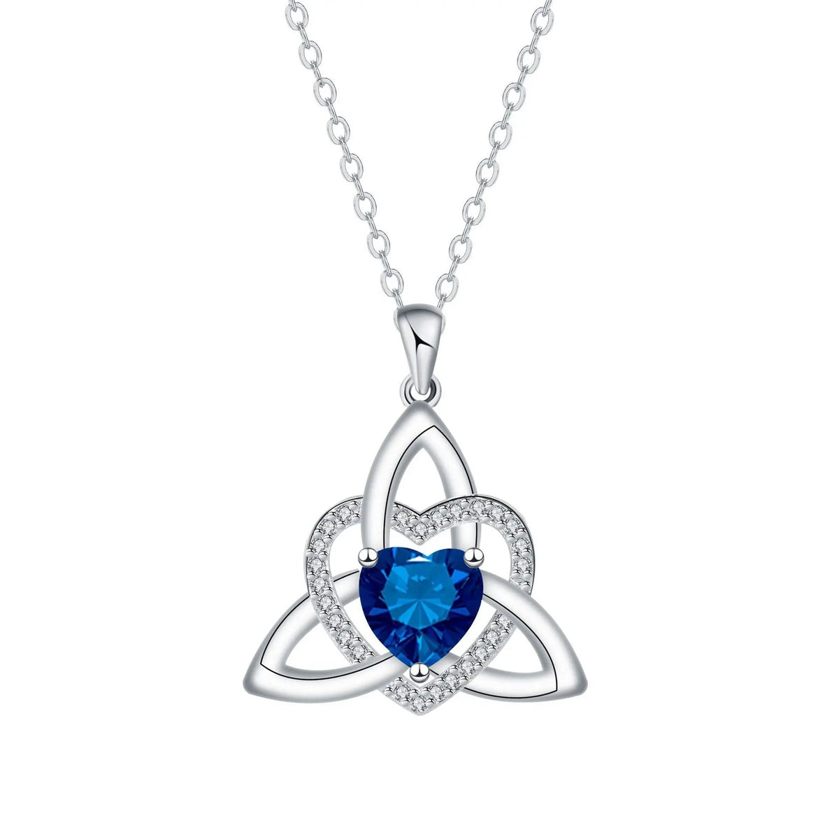 ⏳Oferta por tiempo limitado⏰ Collar de corazón con nudo de la Trinidad celta y piedra de nacimiento✨ Colgante de corazón con nudo de la Trinidad celta y piedra de nacimiento