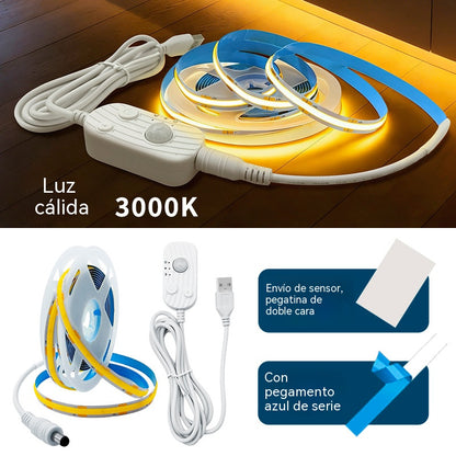【2M】Tira de luces LED con sensor inteligente y sistema de iluminación automática, con adhesivo USB, ideal para cocinas, dormitorios y escaleras.