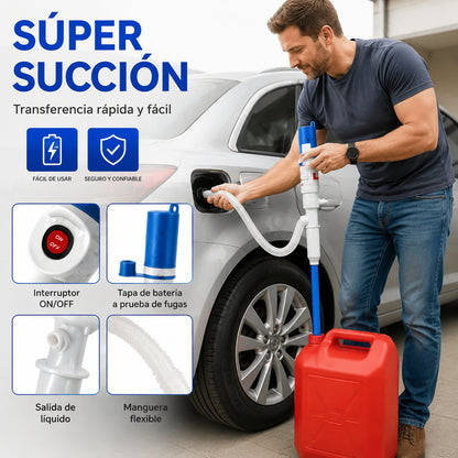 Bomba eléctrica multifuncional para transferencia de líquidos; funcionamiento con un solo toque; apta para gasolina, diésel y agua.