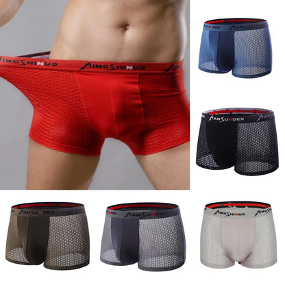 【6 piezas 31 euros】 Ropa interior masculina de seda hielo, transpirable y cómoda, ajuste elástico sin marcas para uso diario