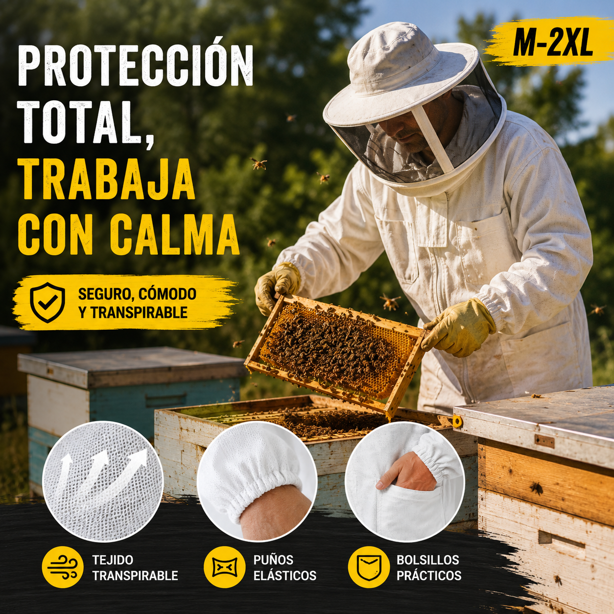 【M-2XL】🐝Mono de abeja confeccionado en malla de algodón 3D