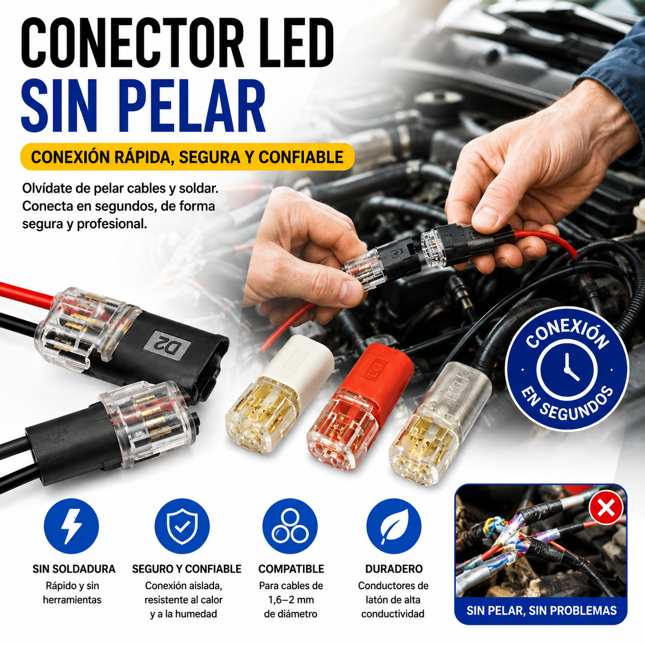 🥳 ¡50% de descuento! ⏰ 【1000 unidades en stock】 Conector de doble cable con hebilla de bloqueo, cierre de seguridad, antideslizante