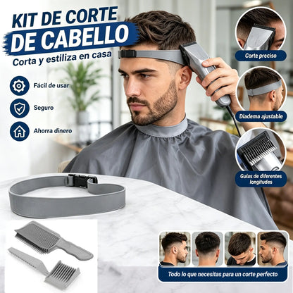 【3 piezas】Kit de barbería para estilizar y posicionar el cabello masculino con bordes de recorte curvos, peinado de corte propio.